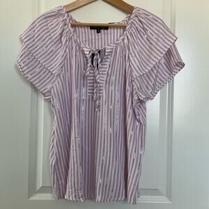 ADRIENNE VITTADINI PINK WHITE TOP SIZE MEDUIM NWT